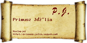 Primusz Júlia névjegykártya